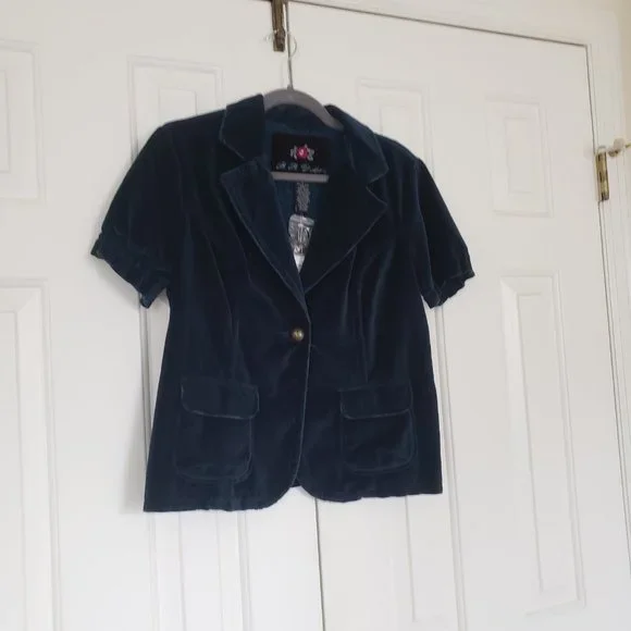 NWT BB Dakota Velvet Blazer - Size L- Jewel tone short sleeve jacket - Picture 7 of 13
